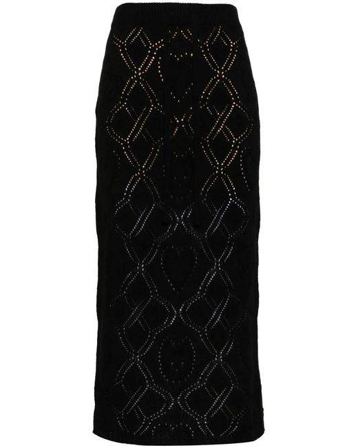 Twinset Black Pointelle-Knit Skirt