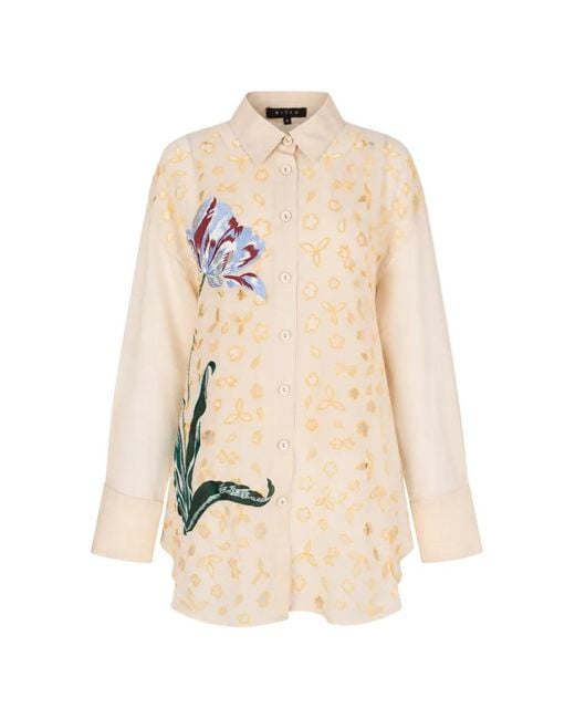 Biyan Natural Embroidered Shirt