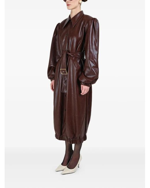ROWEN ROSE Brown Buttoned-Up Belted Coat