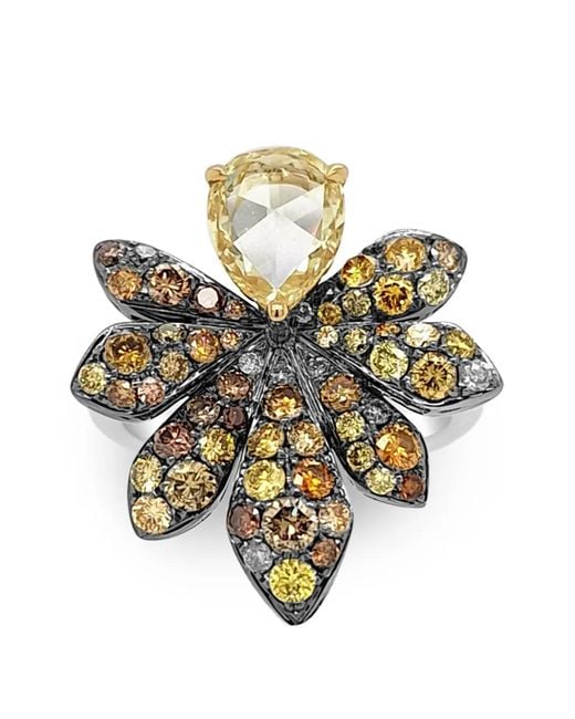 HYT Jewelry White Diamond Floral Ring