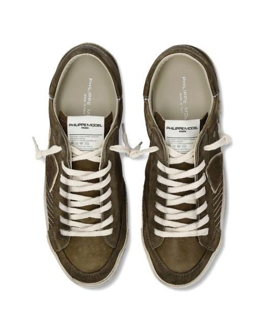 Philippe Model Brown Leather Low-Top Sneakers for men