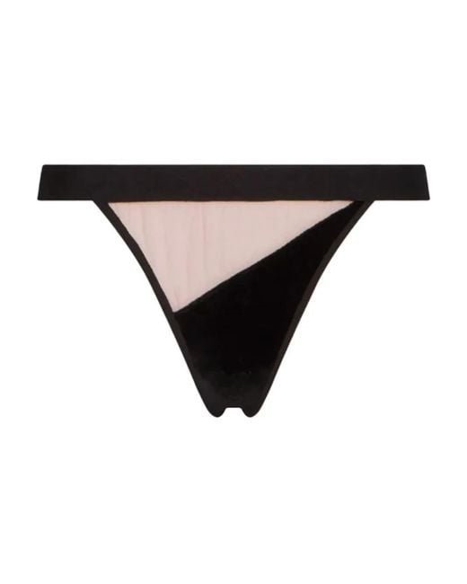 Undress Black Daydreaming Velvet-Panelled Thong