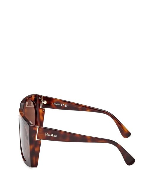 Max Mara Eyewear Brown Tortoiseshell-Effect Square-Frame Sunglasses