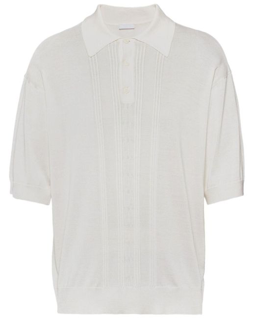 Prada White Silk Polo Shirt for men
