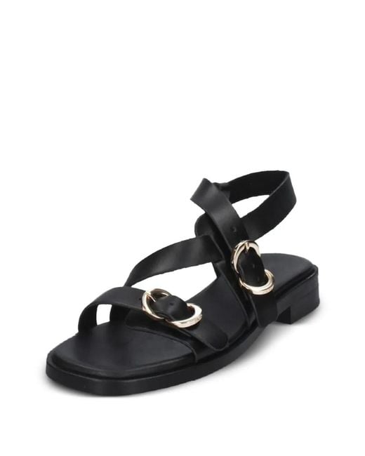 Frau Black Multi-Strap Leather Sandals