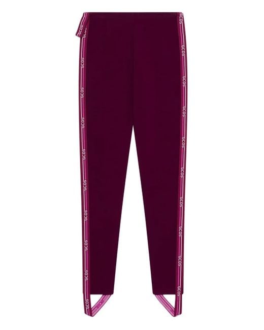 Gcds Purple Logo-Tape Piquet Leggings