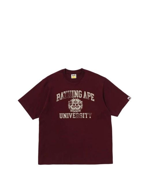 A Bathing Ape Red Logo-Print T-Shirt for men