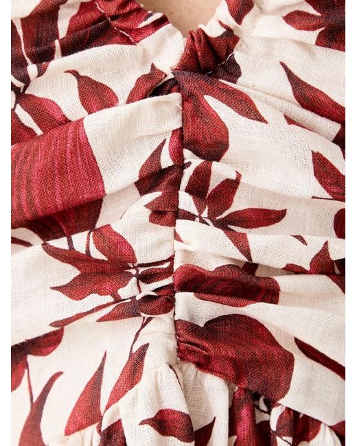 ViCOLO White Floral-Print Ruched Maxi Dress