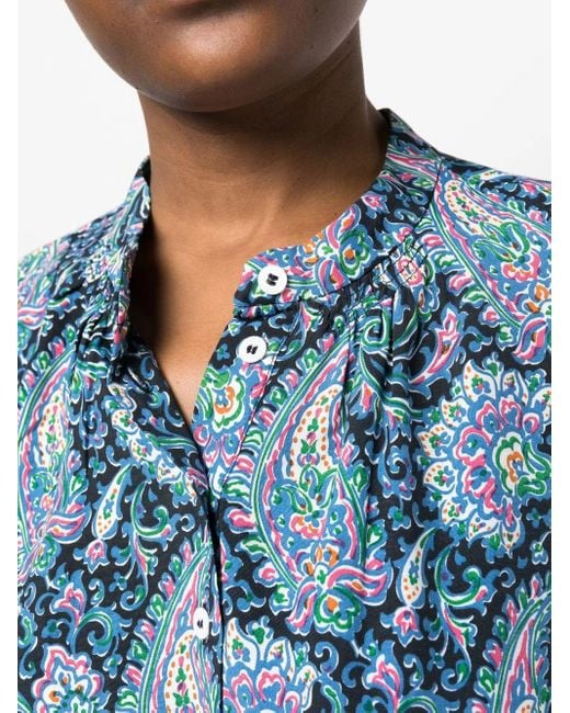 A.P.C. Blue Paisley-Print Blouse