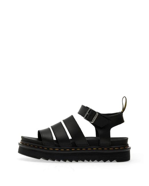 Dr. Martens Black Blaire Athena Buckled Leather Sandals