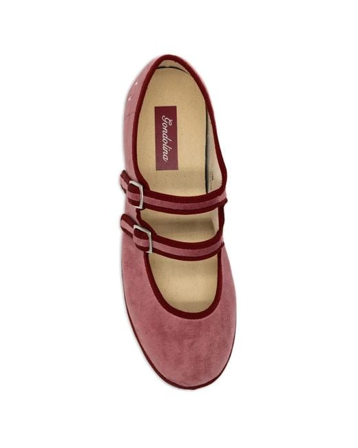 Gondolina Red Mary Jane Vevet Ballet Flat