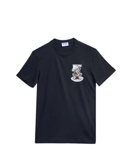Moschino Blue Teddy-Bear Logo-Print T-Shirt for men