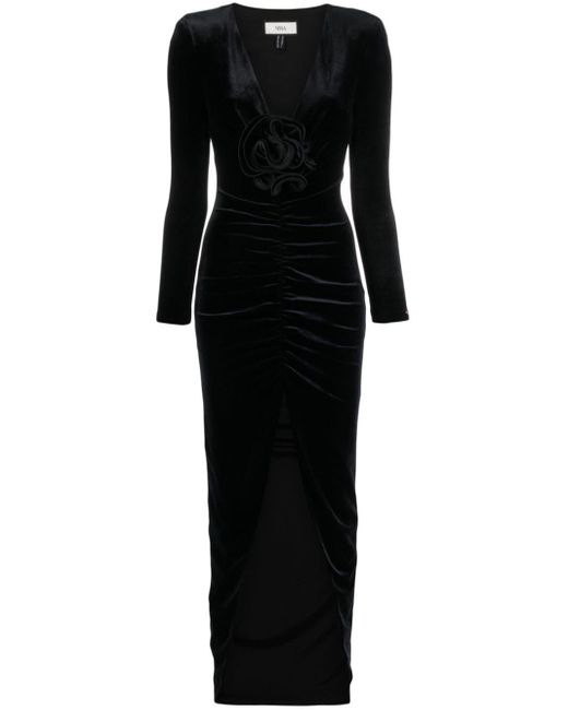 Vestido largo con detalle floral Nissa de color Black