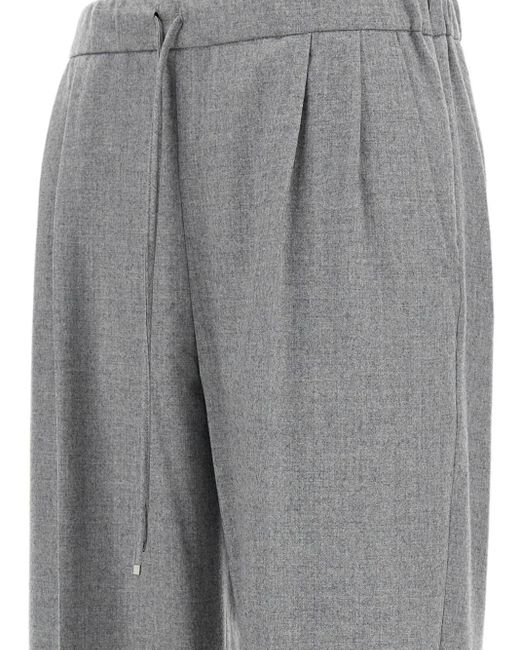 Max Mara Gray Pleated-Front Drawstring Trousers