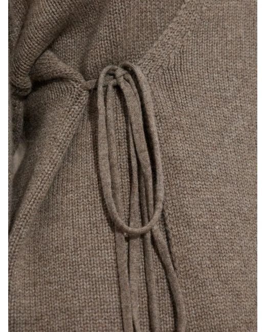 Lisa Yang Brown Tie-Front Wrap Cardigan