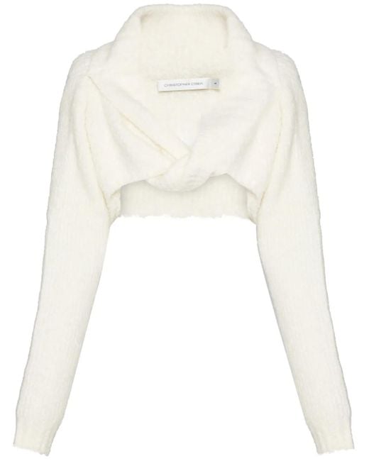 Christopher Esber White Bouclé Shrug Jumper