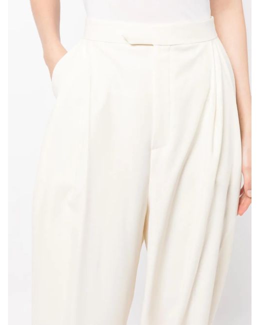 Anouki White Wool-Blend Wide-Leg Trousers