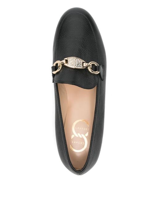 Casadei Gray Leather Loafers
