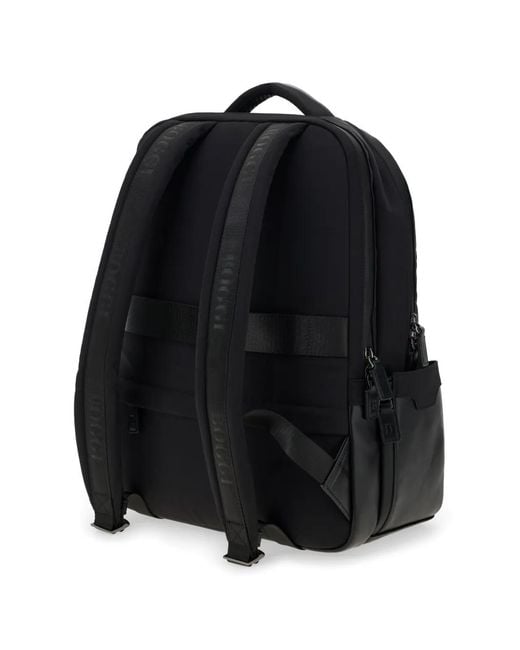 Boggi Black Logo-Patch Backpack for men