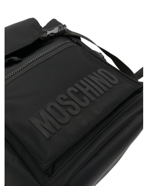 Moschino Black Logo-appliqué Backpack for men