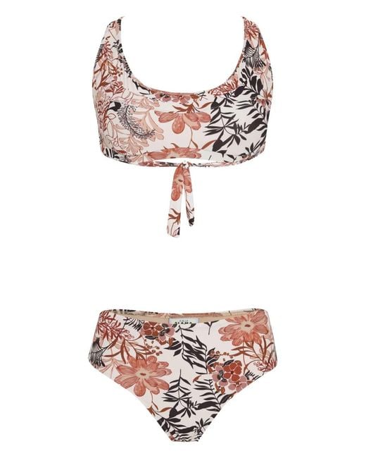 Amir Slama White Floral-Print Bikini