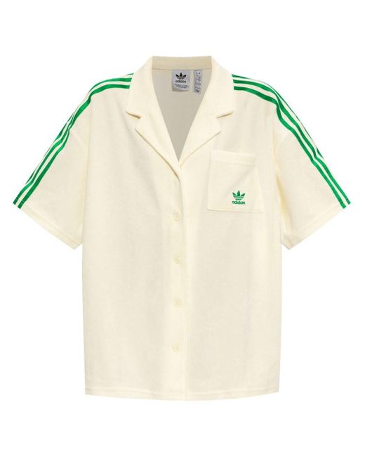 Adidas Originals Embroidered Towelled Shirt in het White