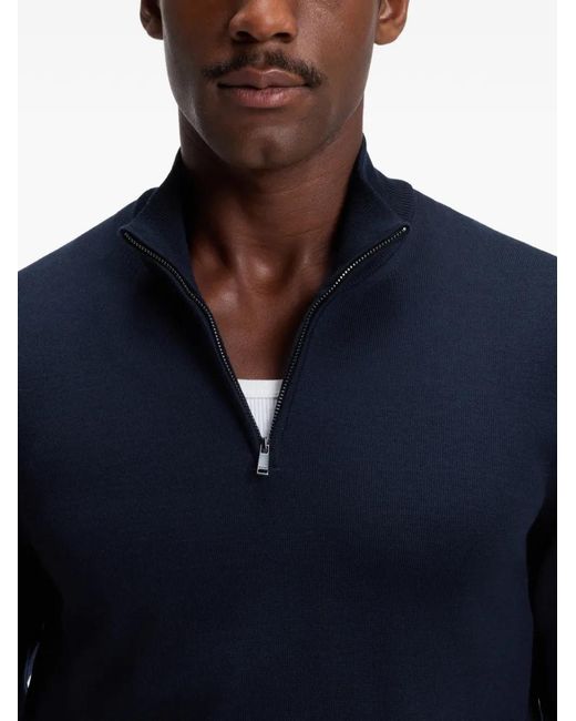 Boss Blue Pull À Col Zippé for men