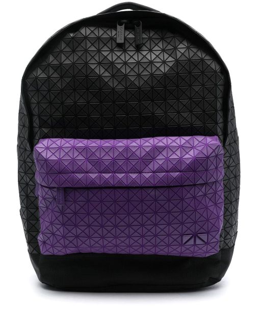 Bao Bao Issey Miyake Black Geometric-panelled Cotton Backpack for men