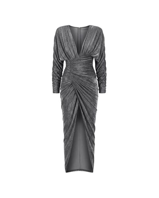 Alexandre Vauthier Gray Ruched Metallic-Effect Maxi Dress