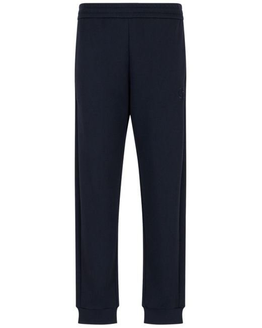 Giorgio Armani Blue Logo-embroidered Elasticated-waistband Track Pants for men