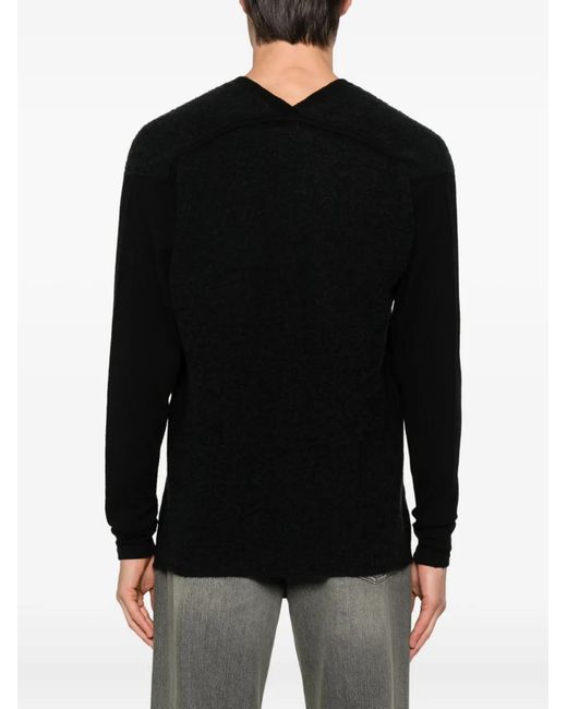 Label Under Construction Black Seam-Detail V-Neck T-Shirt for men