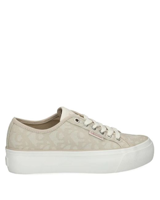 Calvin Klein Brown Platform Logo Low-Top Sneakers