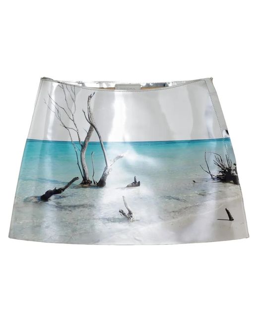 Prada Glanzende Leren Mini-Rok in het Blue