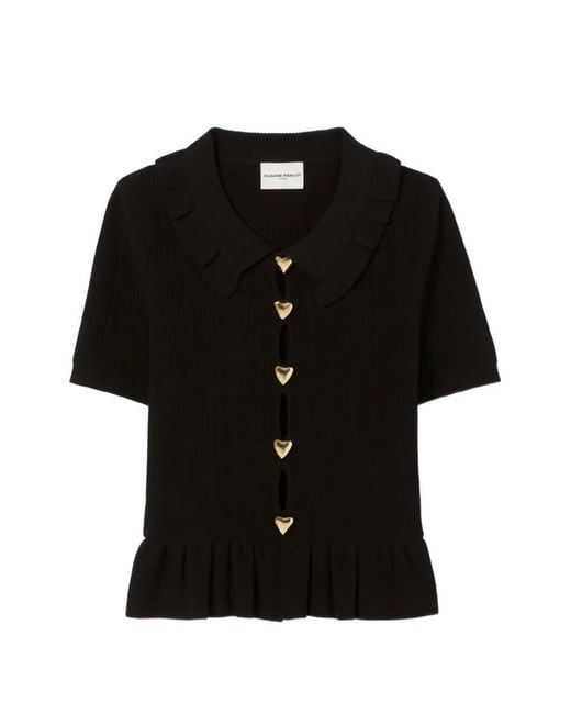 Claudie Pierlot Black Haut En Maille Ajourée