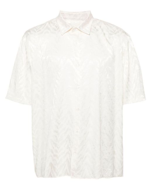 FAMILY FIRST White Short-sleeves Brocade Shirt for men