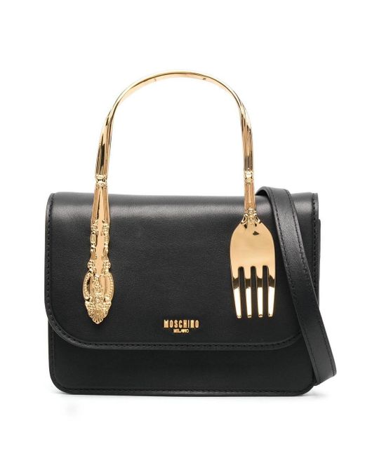 Moschino Forkdetail Leather Shoulder Bag in Black Lyst