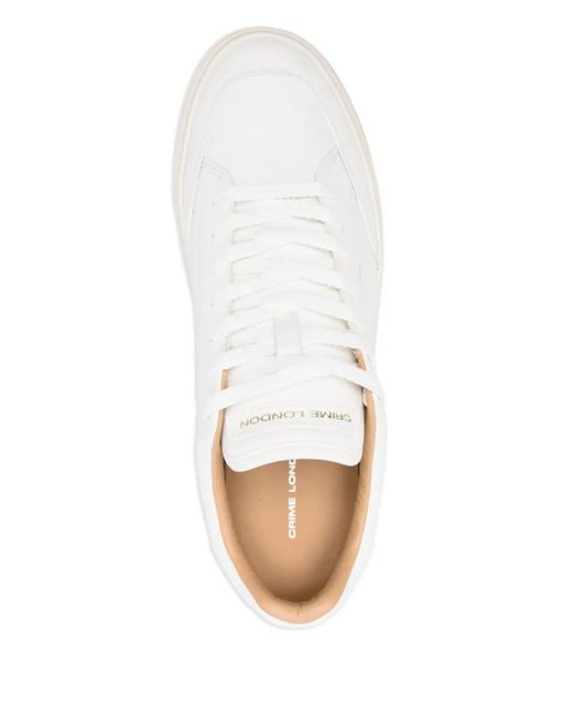 Crime London White Leather Lace-Up Sneakers for men