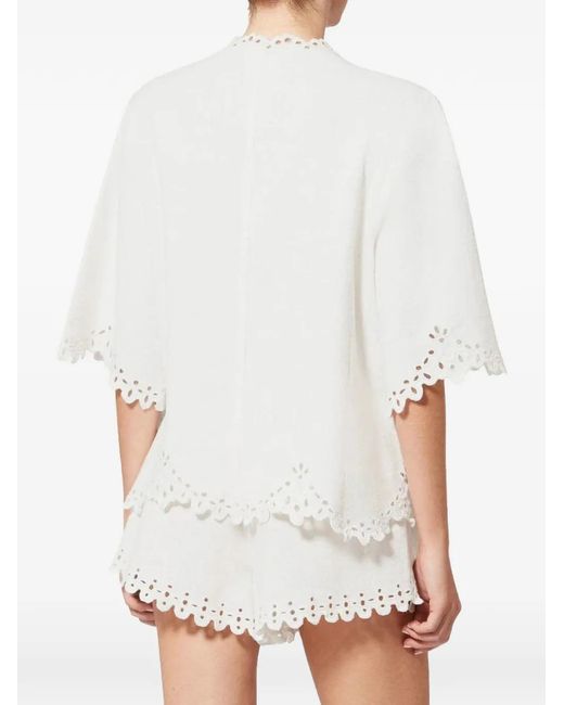 Isabel Marant White Shana Broderie-Anglaise Scalloped Blouse