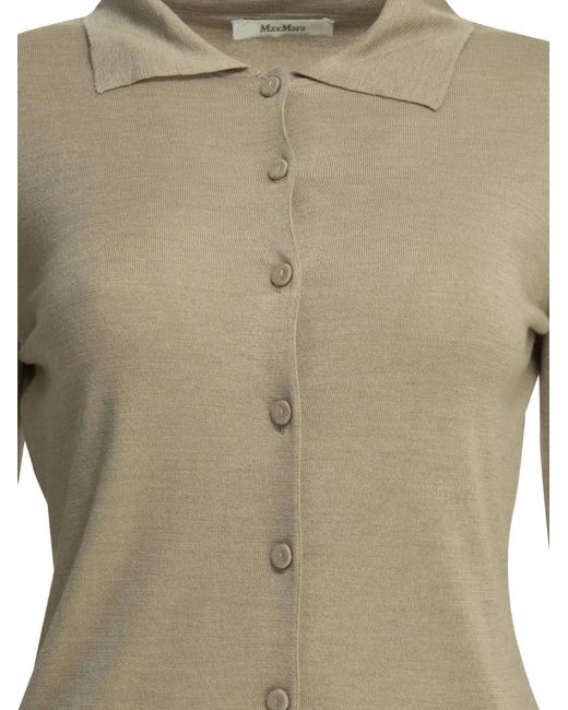 Max Mara Green Button-Up Collared Cardigan