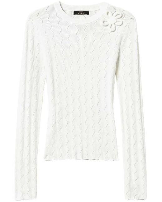 Twinset White Floral-Appliqué Jumper