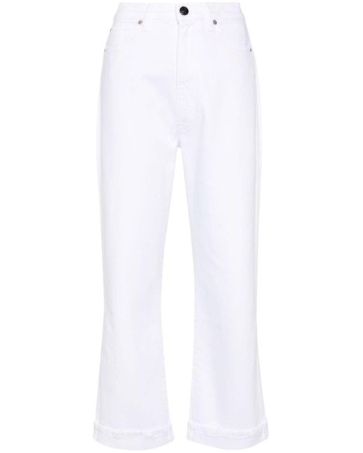3x1 White Gerade Claudia Extreme High-Waist-Jeans