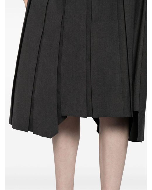 B+ AB Black Asymmetric Pleated Midi Skirt