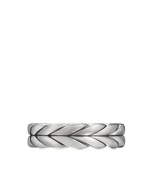 David Yurman White Sterling Chevron Band Ring (6Mm) for men