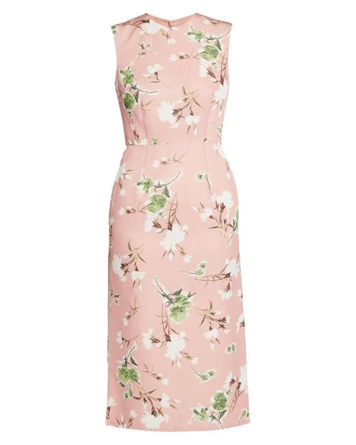 Erdem Pink Floral-Print Midi Dress