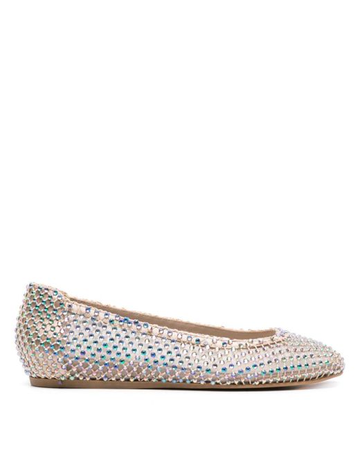 Le Silla White Gilda Crystal-embellished Ballerina Shoes