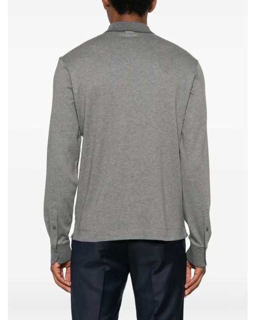 Zegna Gray Long-Sleeve Polo Shirt for men