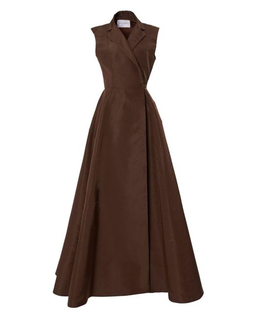 Robe longue en soie Carolina Herrera en coloris Brown