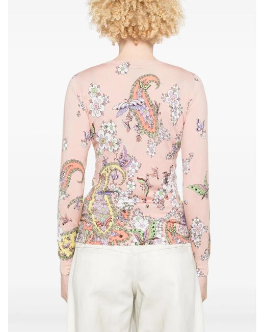 Etro Pink Floral-Print Sweater
