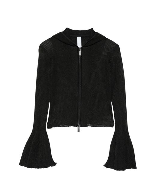 CFCL Black Zip Flared-Cuff Hoodie