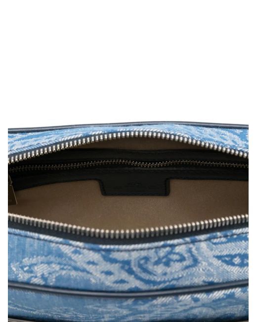Etro Blue Paisley Denim Messenger Bag for men